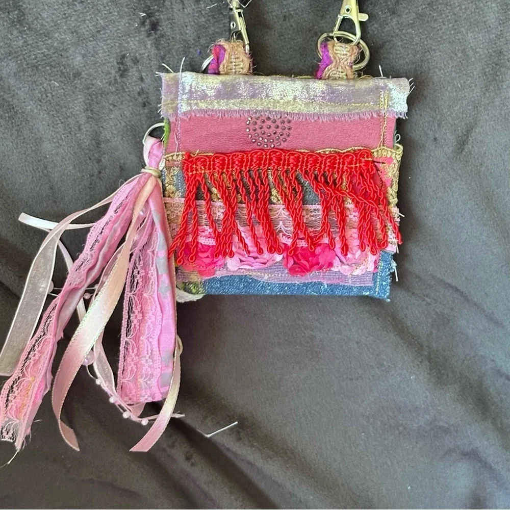 RUBYRUDI Necklace Purse, Hand Crafted, Amulet Wallet Pouch Artisan OOAK Signed